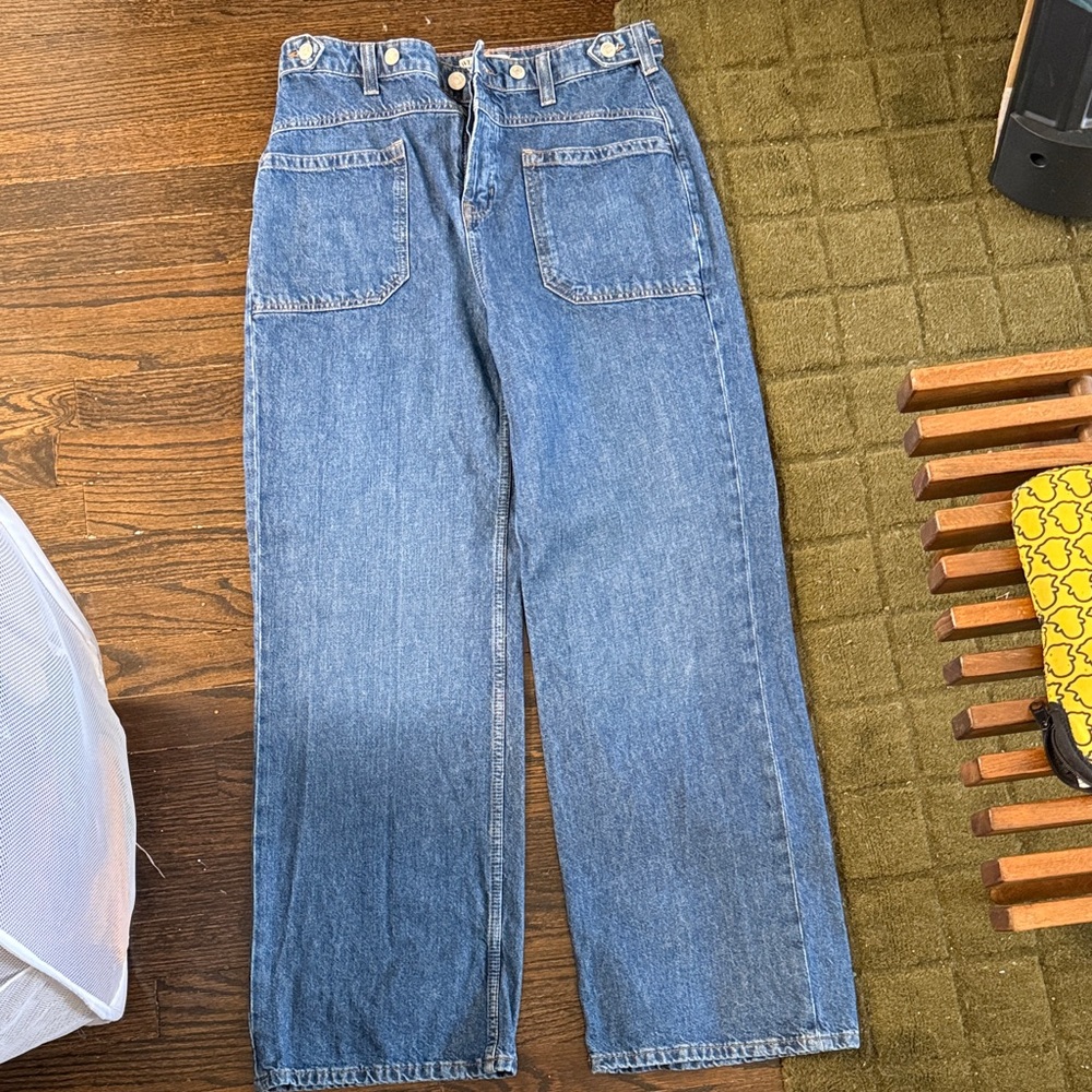 We The Free High-Rise Wide Leg Jeans in Medium Blue Denim